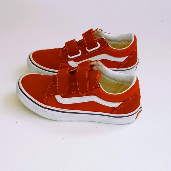 Vans Toddler Old Skool Red Sneakers 3 Little Boys Low Top Hock & Loop Shoes - Picture 1 of 11